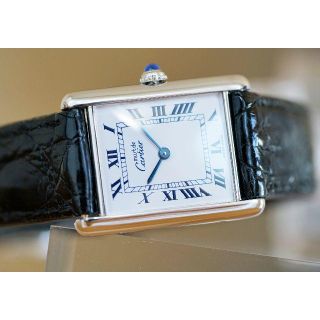 カルティエ(Cartier)の美品 カルティエ マスト タンク シルバー ブルーインデックス LM(腕時計(アナログ))