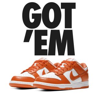 ナイキ(NIKE)のNIKE DUNK LOW WHITE/ORANGE BLAZE(スニーカー)