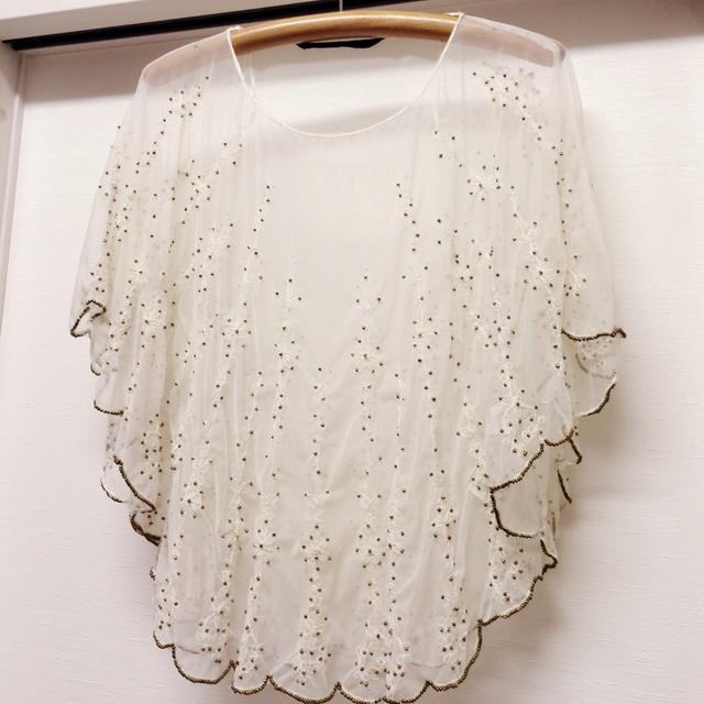 ZARA(ザラ)のビーズ刺繍シースルーブラウス レディースのトップス(シャツ/ブラウス(半袖/袖なし))の商品写真