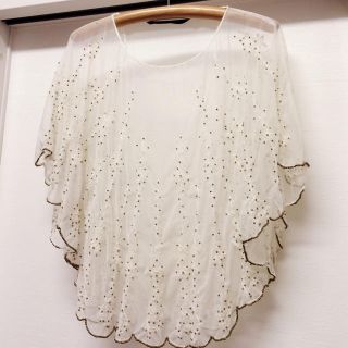 ザラ(ZARA)のビーズ刺繍シースルーブラウス(シャツ/ブラウス(半袖/袖なし))