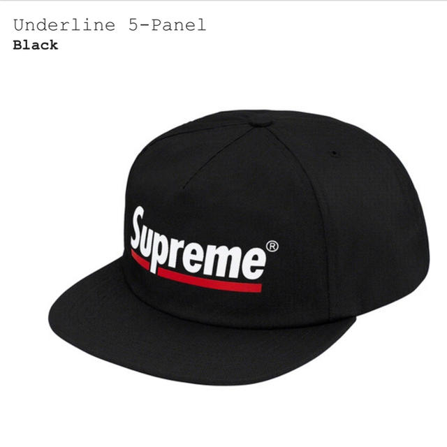 Supreme Underline 5-Panel  Black Cap