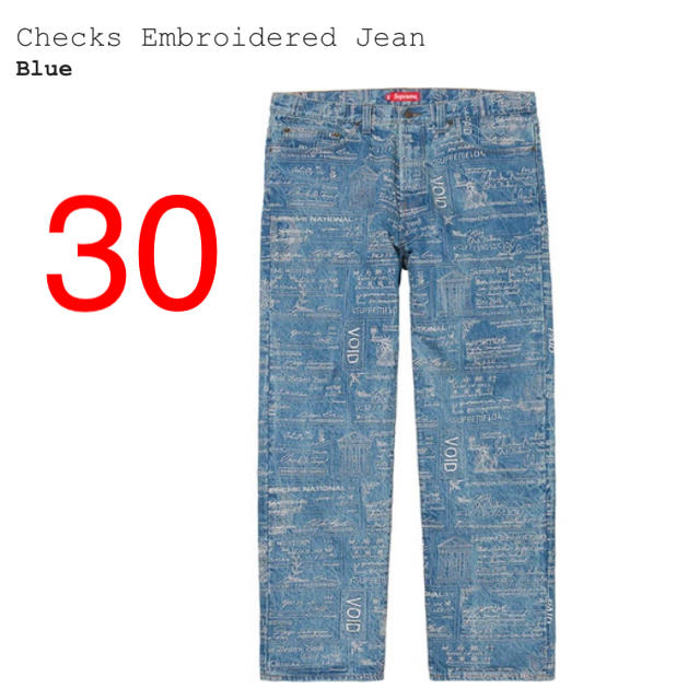 非対面販売 Checks Embroidered Jean 30