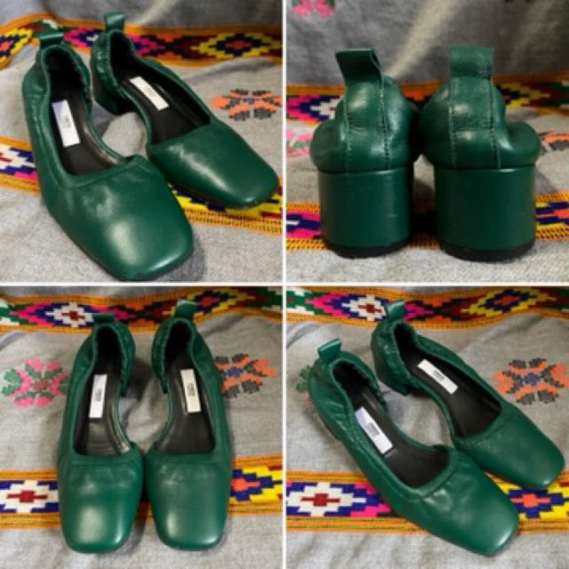 UNITED ARROWS(ユナイテッドアローズ)の【miistaミスタ・2019SS／送料込／即購入可】緑ローヒールパンプス レディースの靴/シューズ(ハイヒール/パンプス)の商品写真