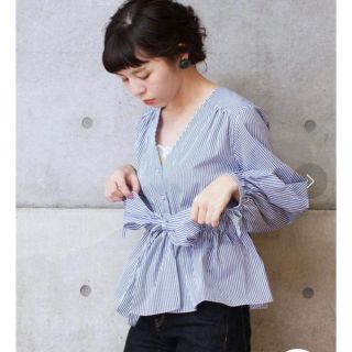 ドットアンドストライプスチャイルドウーマン(Dot&Stripes CHILDWOMAN)のウエストリボンはおりブラウス(シャツ/ブラウス(長袖/七分))