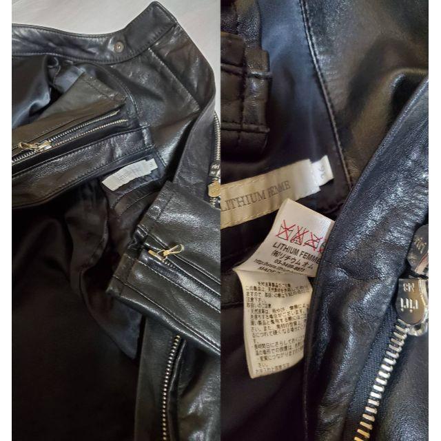 LITHIUM FEMME(リチウムフェム)の正規良 リチウムファム ラムレザー シングルライダースジャケット黒 36 XXS メンズのジャケット/アウター(ライダースジャケット)の商品写真