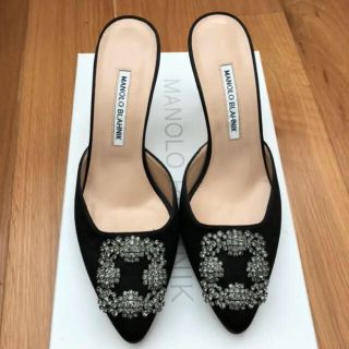 マノロブラニク(MANOLO BLAHNIK)の【新品】黒 Manolo Blahnik マノロブラニク ハンギシ 黒(ミュール)