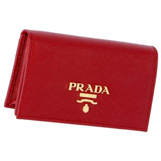 プラダ(PRADA)のプラダ　サフィアーノ　名刺入れ　赤(名刺入れ/定期入れ)