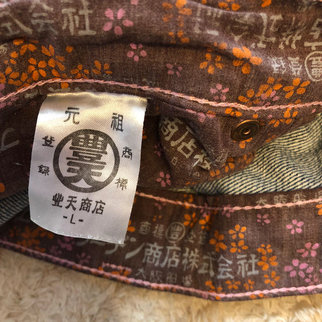 豊天商店 豊天商店 ハーフパンツデニムの通販 by eri 豊天商店 ブーデン商店 ハーフデニム ダメージ リペア加工 蛙 インディゴ L