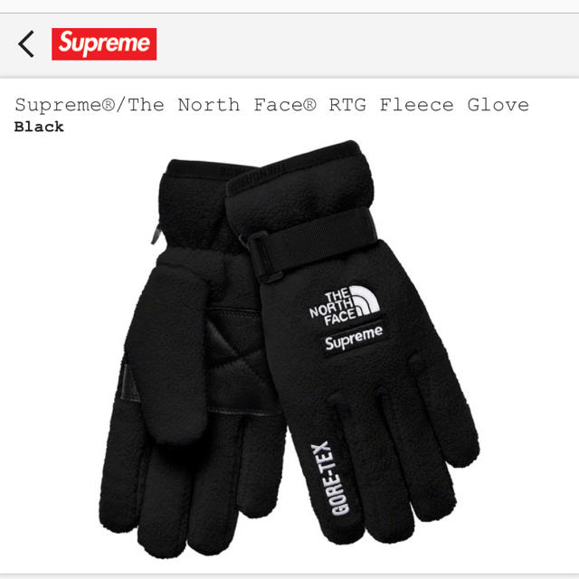 ファッション小物【本日購入】Supreme TNF RTG  Fleece Gloves