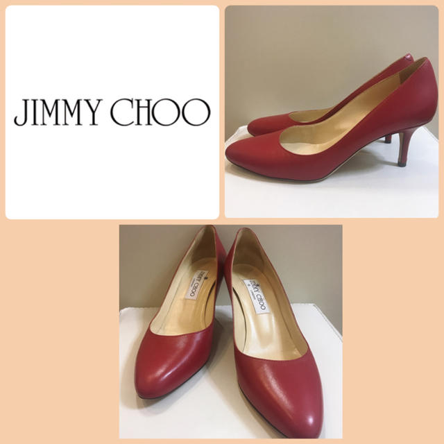 JIMMY CHOO(ジミーチュウ)のジミーチュウ  レッドレザー  パンプス レディースの靴/シューズ(ハイヒール/パンプス)の商品写真