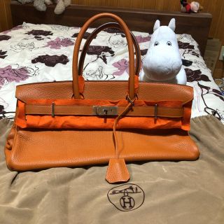 エルメス(Hermes)のエルメスショルダーバーキン　極上品　金具にはシール付き　鑑定済　エルメスオレンジ(ショルダーバッグ)