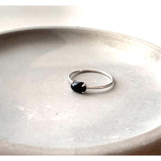 天然石　ブラックオニキス　AAA  爪留め　シルバーリング　指輪(リング)