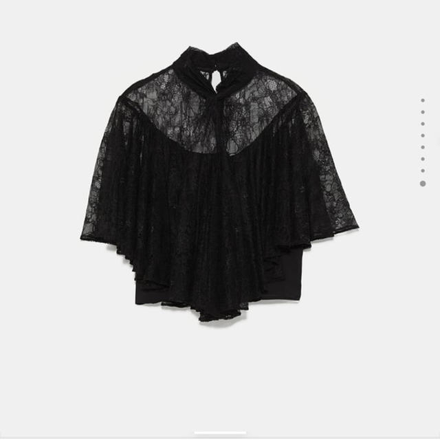 ZARA(ザラ)のzara 黒レーストップス レディースのトップス(カットソー(半袖/袖なし))の商品写真