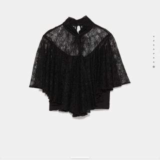 ザラ(ZARA)のzara 黒レーストップス(カットソー(半袖/袖なし))