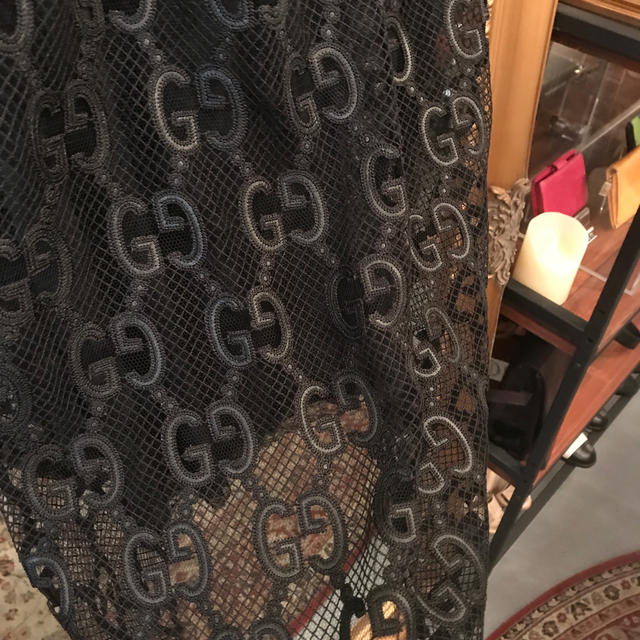 Gucci - GUCCI グッチ グッチ柄 レーススカート ブラック 美品の通販 Gucci - GUCCI グッチ グッチ柄 レーススカート ブラック 美品の通販
