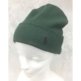 ポロラルフローレン(POLO RALPH LAUREN)の新品 ポロ ラルフローレン ニットキャップ グリーン×ブラック 6F0468(ニット帽/ビーニー)