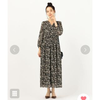 シップスフォーウィメン(SHIPS for women)の【お値下げ中】美品！SHIPS Little black フラワーワンピース(ロングワンピース/マキシワンピース)