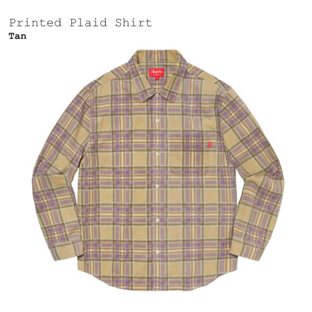 メンズsupreme printed plaid shirt TAN L ネルシャツ