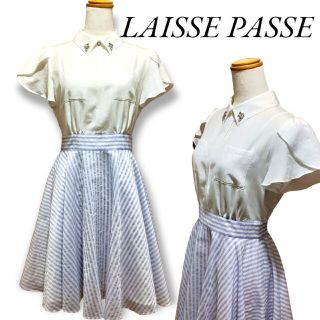 レッセパッセ(LAISSE PASSE)のレッセパッセ LAISSE PASSE ビジュー装飾 ドッキング ワンピース(ひざ丈ワンピース)