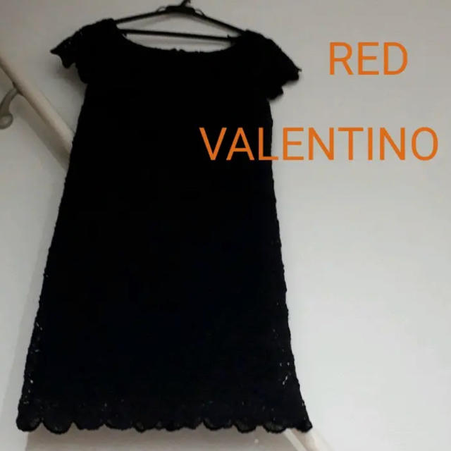 RED VALENTINO(レッドヴァレンティノ)のレッド ヴァレンティノ  黒  レース ワンピース  RED VALENTINO レディースのワンピース(ひざ丈ワンピース)の商品写真