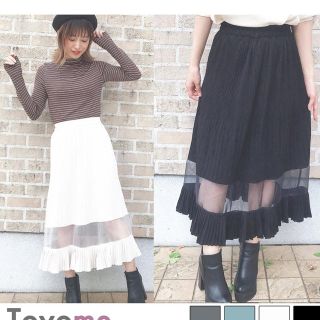 toyome ♡ スエード調裾シースループリーツスカート(ロングスカート)