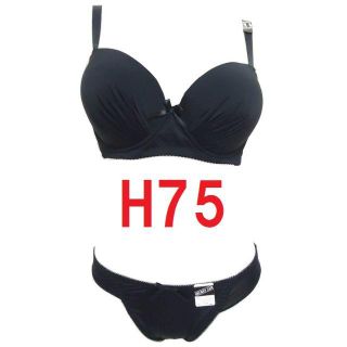 《３セット》Ｈ75/Ｌ・クロ◆シームレスブラジャー＆ショーツ◆補正下着　　(ブラ&ショーツセット)