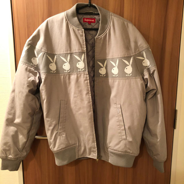 supreme playboy crew jacket grey