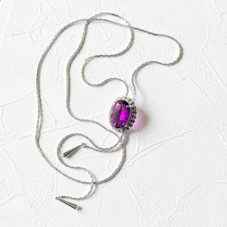 グリモワール(Grimoire)の最終お値下げ　ヴィンテージ シルバー パープル 紫 宝石 調節可能 ネックレス(ネックレス)