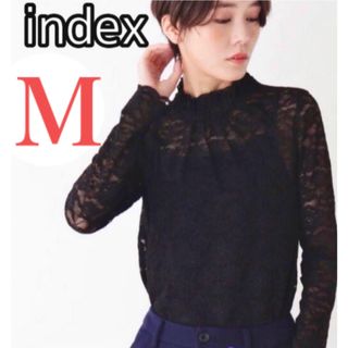 インデックス(INDEX)のindexインナー付きハイネックレーストップス (カットソー(長袖/七分))