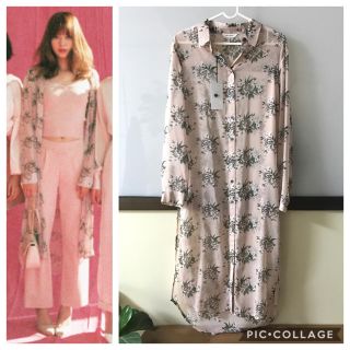 マウジー(moussy)の送料込み♡moussy 花柄ロングシャツ　シアーシャツ　ピンク　長袖　マウジー(シャツ/ブラウス(長袖/七分))