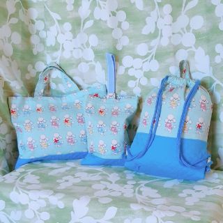 入園入学準備　手作り袋物3点SET(プードル)(通園バッグ)