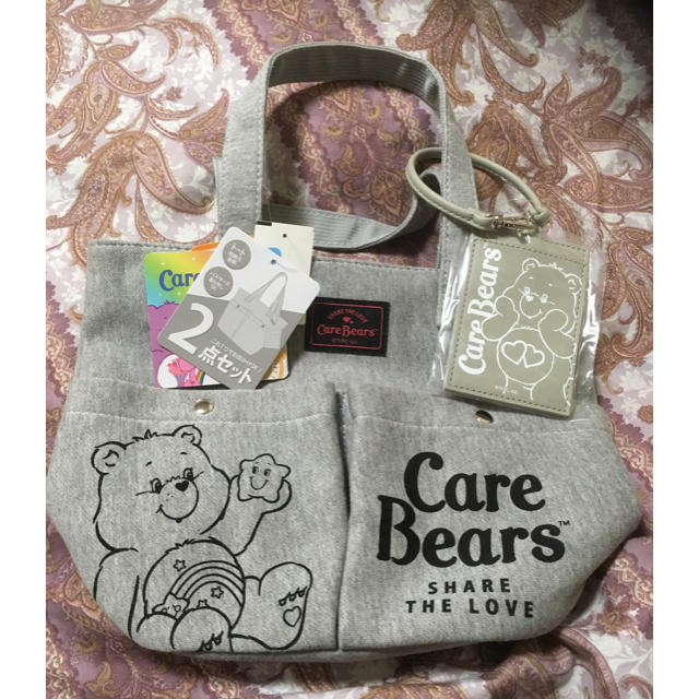 CareBears(ケアベア)の新品しまむらCar Bearsパスケース付き布製ミニトートバッグ グレー レディースのバッグ(トートバッグ)の商品写真