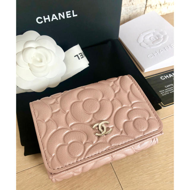 ★新品未使用★ CHANEL ナノウォレット ミニ財布 ピンクベージュ カメリア