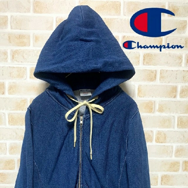 Champion(チャンピオン)の【極美品】古着屋購入 チャンピオン インディゴ ジップパーカー サイズM レディースのトップス(パーカー)の商品写真