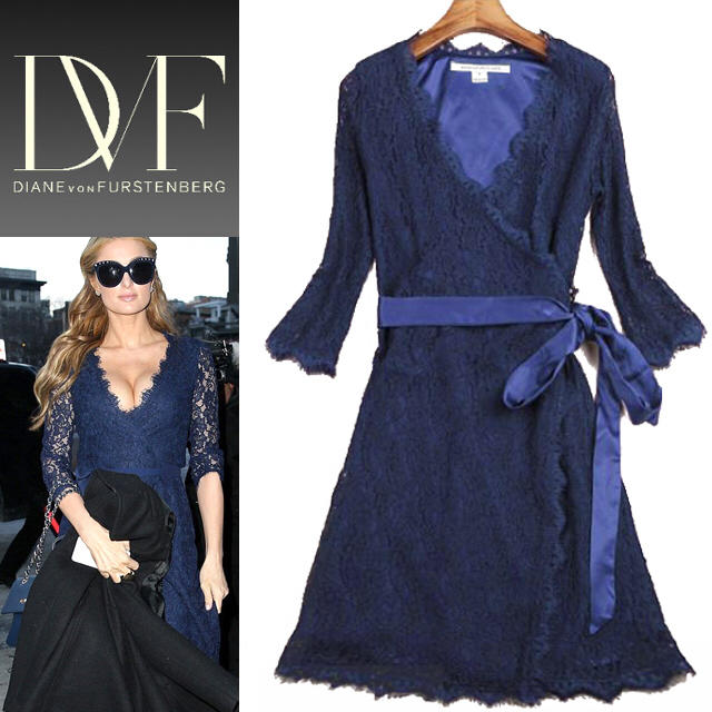 DVF❤️パリス愛用♡レースラップワンピ-