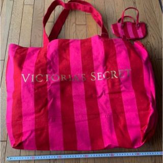 ヴィクトリアズシークレット(Victoria's Secret)のビクトリアシークレット　大判キャンバス地バッグ・ミニポーチ(トートバッグ)