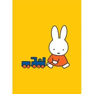 ミッフィー(miffy)の【ブルーナミニポスター008】おもちゃ電車をひくミッフィー/鉄道うさこ(その他)