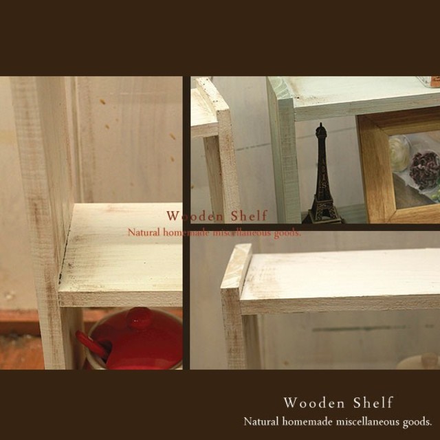 ハンドメイド ☆2点セット☆アンティーク風 ミニ シェルフ 木製 棚 ハンドメイドのインテリア/家具(家具)の商品写真