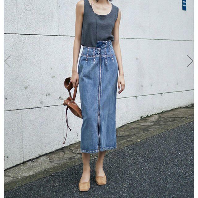 Ameri アメリ スカート STUDS LINE DENIM SKIRT