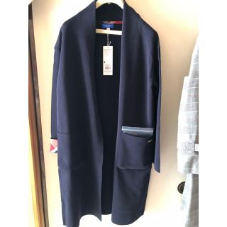 バーバリーブルーレーベル(BURBERRY BLUE LABEL)の美品　クレストブリッジ　ロング丈コーディガン　濃紺(カーディガン)