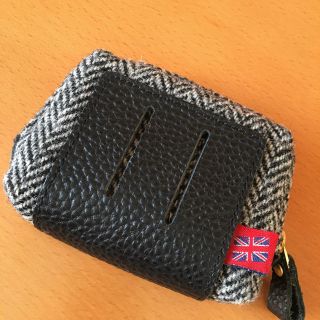 ハリスツイード(Harris Tweed)のハリスツイード 小物入れ ベルト通し付きポーチブラックツイード(ウエストポーチ)