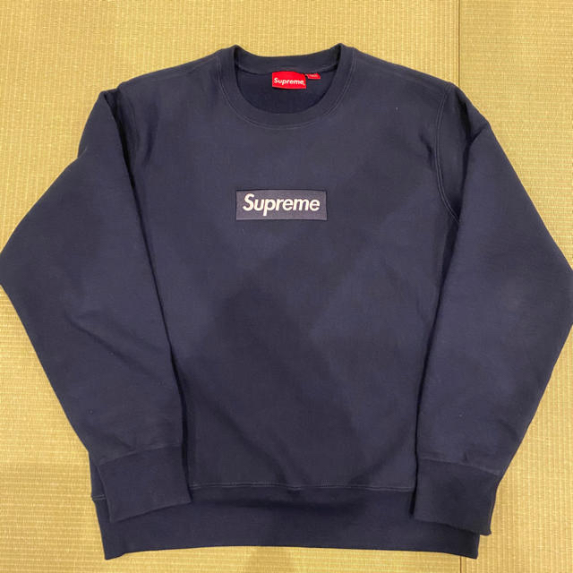 supreme 18aw boxlogo crewneck ネイビーM