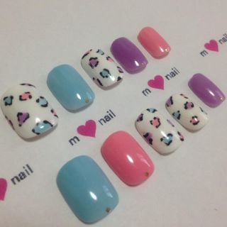 ★m.nail/19/カラフルヒョウ柄★(つけ爪/ネイルチップ)