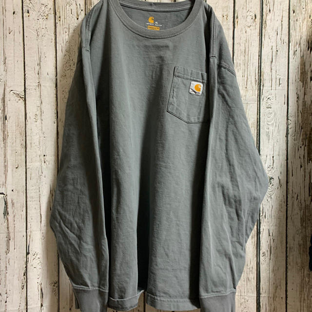 carhartt 海外古着 カーハート ポケット ワンポイントロゴ ロゴ Tシャツ 長袖の通販 by 中古市場p's shop｜カーハートならラクマ