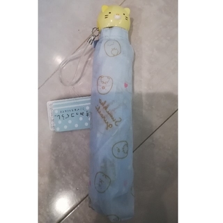 サンエックス(サンエックス)のすみっこぐらし ネコ 折りたたみ傘 ブルー 50cm(傘)
