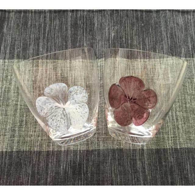 スガハラガラスのグラス　プルーメオールド　色違い2個　B品