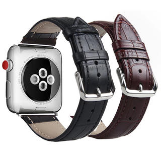 アップルウォッチ(Apple Watch)のApple Watch アップルウォッチバンド レザー　本革　クロコダイル調(レザーベルト)