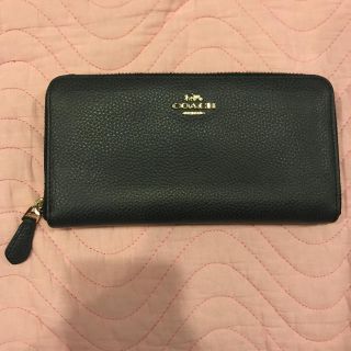 コーチ(COACH)の美品　COACHレザー長財布　チャコールグレー(財布)