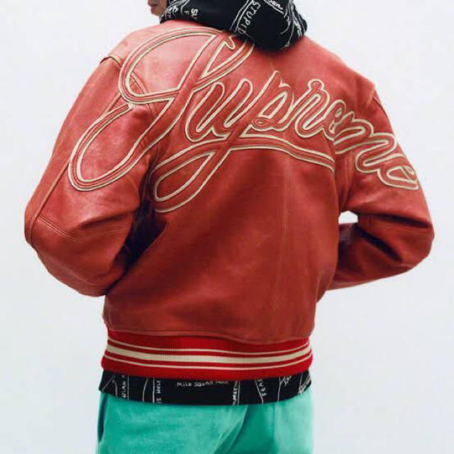 supreme leather varsity jacket 19ss