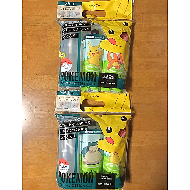 ポケモン(ポケモン)のメリット ポケモン シャンプー 詰替用 ３４０ml×４➕スマートホルダー×２ コスメ/美容のヘアケア/スタイリング(シャンプー)の商品写真